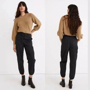 Madewell Womens Cargo Jogger Pants Sz 27 Black High Rise Cropped Slouchy Utility